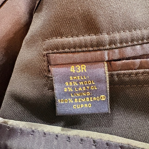 Brooks Brothers Mens Wool Blend 2 Piece Suit Black 43R W34 Cuffed Trousers - Picture 6 of 16